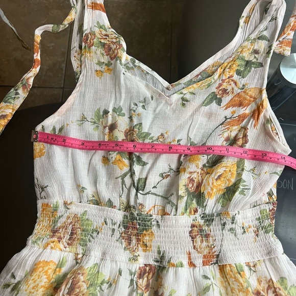 Blu Pepper Gold and Pink Ruffled Tiered Midi Dress - Picture 2 of 4